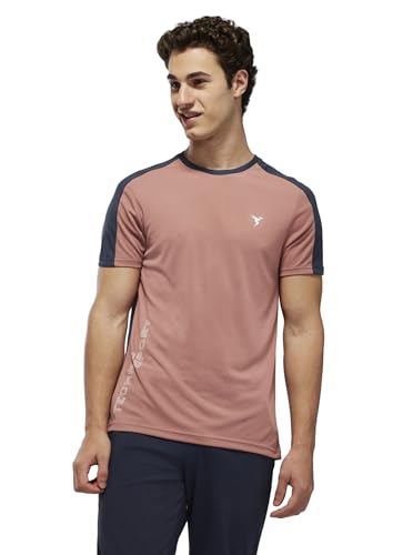 Image of TECHNOSPORT Men's Slim Fit Color Block T-Shirt, Technocool Quick Dry Anti-Microbial Short Sleeve Sports Tee for Gym, Running, Training & Everyday Wear