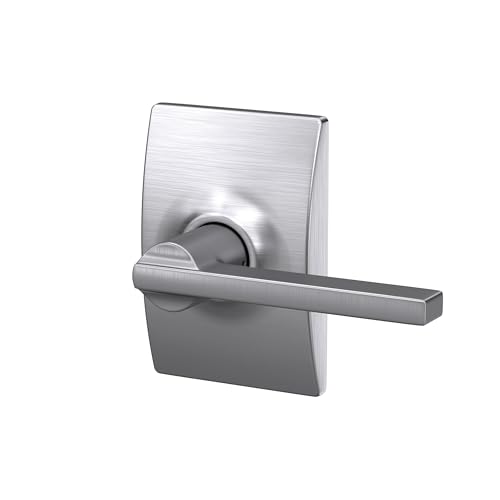 Image of SCHLAGE Latitude Hall /Closet Passage Door Handle, Reversible, Satin Chrome | Hall or closet lever door handle with no lock, Easy to install, Certified durability, Universal fit