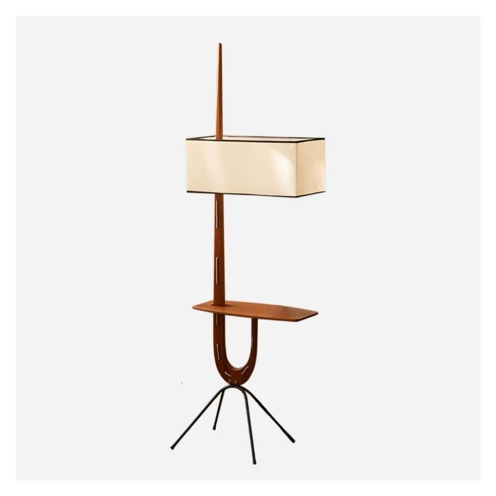 Jian1004 Floor Lamp, Modern Wood Floor Lamp with Side Table,Living Room Standing Light with Shelves