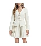 Matériau : ce costume deux pièces en tweed pour femme est fabriqué en tissu synthétique, doux, léger, respirant et confortable à porter, il vous rendra plus sexy et à la mode
