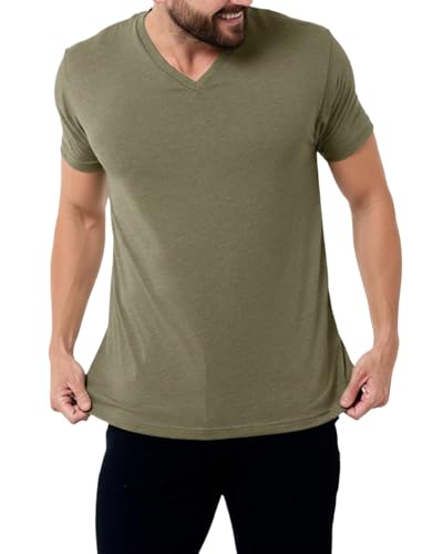 Image of Men's V-Neck T-Shirt Fitted Short Sleeve Soft Cotton Vneck Tees S-2XL