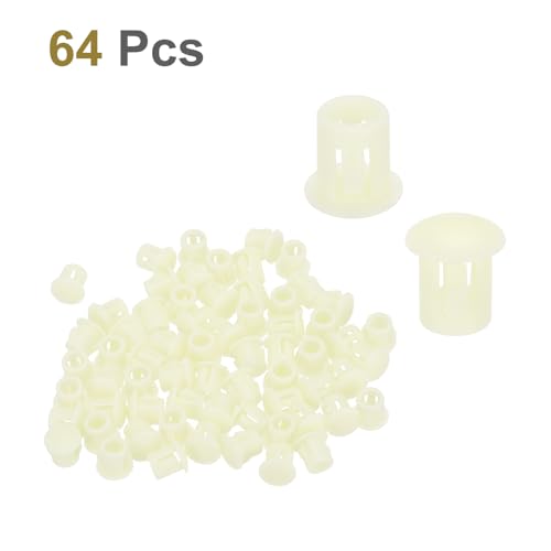 Image of MECCANIXITY 64PCS 6mm(1 /4 inch) Cream White Plastic Hole Plugs, Flush Type Panel Hole Plugs Insert End Caps for Locking Hole Tubes Furniture Cabinet