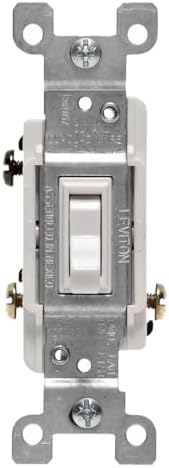 Leviton 1453-2TM 15 Amp, 120 Volt, Toggle Framed 3-Way AC Quiet Switch, Residential Grade, Grounding, Quickwire Push-In & Side Wired, 6-Pack, Light Almond image 4