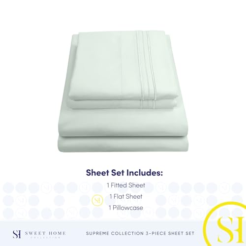 Twin XL Sheets - Breathable Luxury Sheets with Full Elastic & Secure Corner Straps Built In - 1800 Supreme Collection Extra Soft Deep Pocket Bedding Set, Sheet Set, Twin XL, Mint