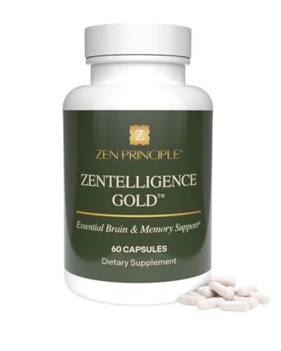 Zen Principle Zentelligence™ Gold Brain Supplement – Memory, Focus & Mental Clarity. Premium Cognitive Support for Adults 40+ with Magnesium, Vitamin D3, CoQ10, Vitamin B12 & L-Theanine. 60 Capsules