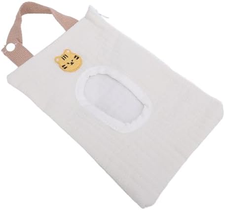 RiToEasysports Embroidered Baby Wipes Case with Zipper Portable Refillable Wipe Dispenser Bag, for Travel Car Outdoor Tissue Storage (White Tiger) - 4