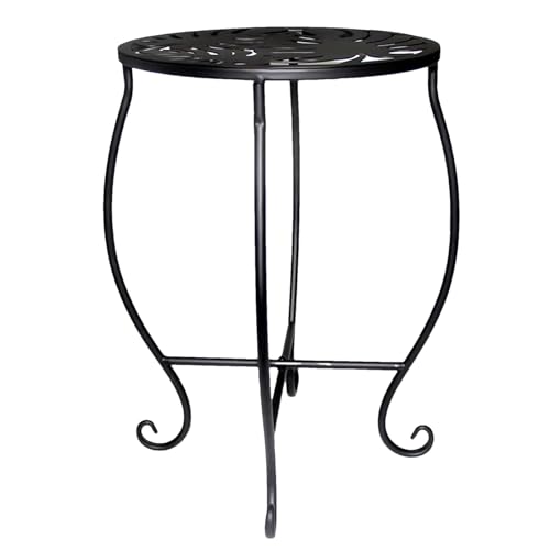 Generisch Soporte de metal para flores de 38 x 20 cm, altura ajustable, para interior/exterior, acero inoxidable, estructura de acero con base decorativa (38 x 20 cm, negro)