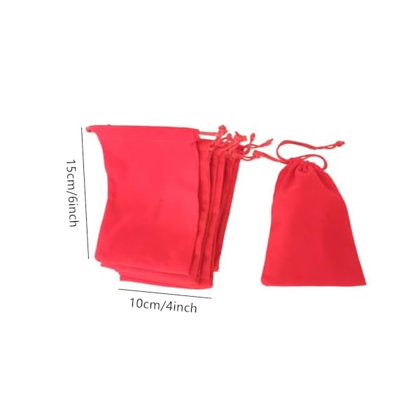 Ebonee 12 Pack Velvet Pouches with Drawstring Bags, Mini Small Cloth Jewelry Gift Packaging Bag for Wedding Candy, Christmas Gifts Bag, Party Holiday (Red, 10 x 15 cm) - Image 3