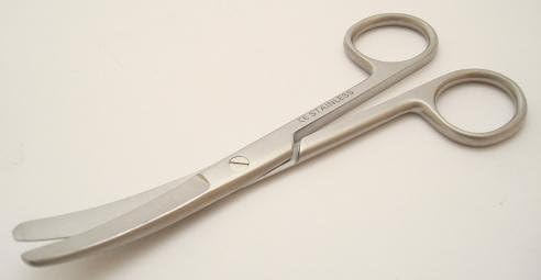 5" Stainless Steel Surgical Scissors, Curved Blades, Blunt Tips