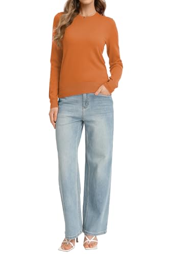 Image of QUALFORT Women's Sweaters Long Sleeve Soft Lightweight Basic Knitted Pullover Sweater