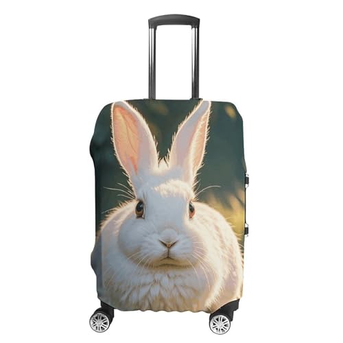 Cute White Rabbit Luggage Cover Protector - Travel Suitcase Sleeve with Dual-Sided Prints, Universal Fit 18-32 Inch, Washable Anti-Scratch Travel Baggage Cover M
