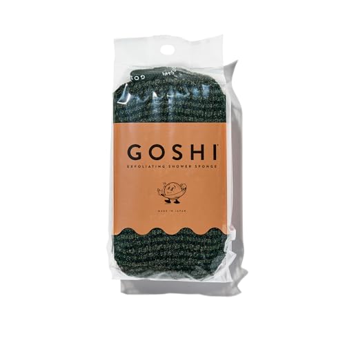 Image of Goshi Exfoliating Shower Sponge- Moss Green, Rapid-Drying, Rip Resistant