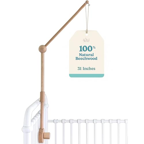 Baby Crib Mobile Arm Wooden Holder - Baby Mobile Hanger for Crib (31 inch, 100% Natural Beechwood) Strong Anti Slip - Nursery Decor & Gift Accessories...