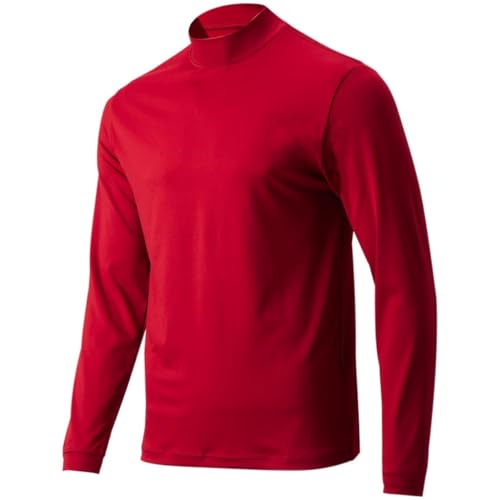 Image of TGW Mens Solid Performance Long Sleeve Golf Mock Neck T-Shirt for Golfing