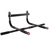 Fitness-Klimmzugstange für die Tür, horizontale Stange, abnehmbares Heim-Trainingsgerät, tragbare Trainingsstange, Tragkraft 200 kg, Schwarz, 95,5 x 30 x 51 cm