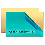 2 Stück Messingplatten, 100 × 50 mm Messingfolie Blech, 0.5 mm Dick Gold Messingstreifen für Industrie, Gravur, DIY und Schmuckherstellung