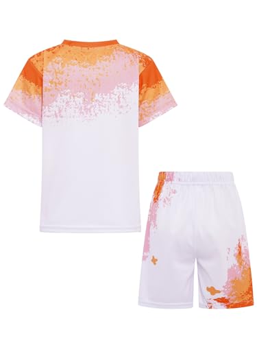 YiZYiF Kids Boys Quick-drying Summer Clothes Gradient Short Sleeve Shirts Athletic Shorts Set Sportwear4