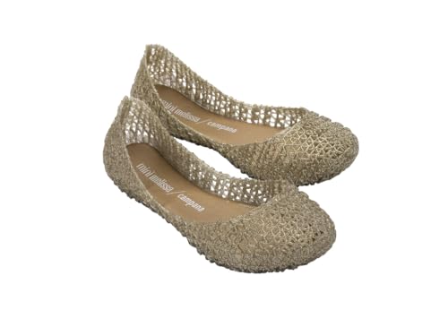 mini melissa Campana Papel Flats for Kids - Comfortable & Cute Closed-Toe Jelly Flat Shoes with Interwoven Cut-Out Design for Girls2