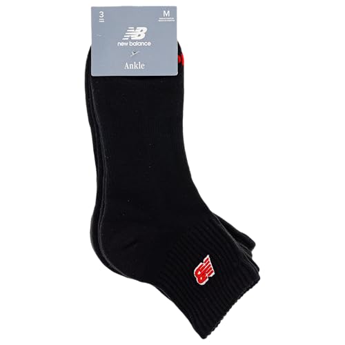 New Balance Unisex-Adult's Men's and Women's Patch Logo Ankle Socks-3 Pairs-Cushioned Moisture Wicking4