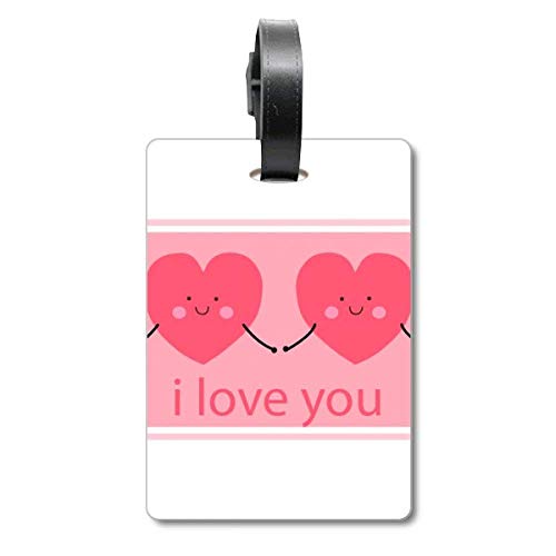 Étiquette de valise rose cœur souriant porte-nom bagage cabine