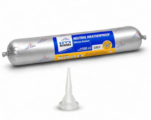 Image of HAXO Tekbond Neutral Weatherproof Silicone Sealant, Grey, 590 ml, UV Resistant, Anti-Fungal, Moisture Resistant Adhesive for Roof & Leakage Repair, For Concrete, Metal, Steel.