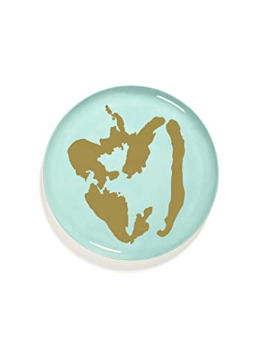 Azure Blue Serving Plate with Golden Pepper Feast by Serax