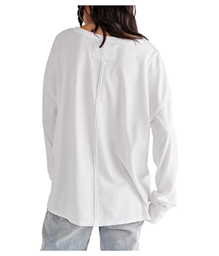 Free People Women's Fade Into You Tee, Ivory, White, S #TOP1