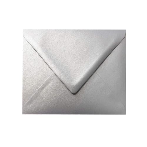 Trucraft - Silver Metallic Pearl Envelopes 6.5" x 5 3/4" 165mm x 146mm - Pack of 25 - for Greeting Cards, Christmas Cards, Wedding Invitations, and All Types of Crafts