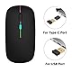 Jinpojun Bluetooth Maus, Maus Kabellos, 2,4 GHz-USB Funkmaus Mit USB-C Adapter, 3 DPI Optical Tracking, Mini Wiederaufladbare LED-Dual-Modus Mouse für PC/Tablet/Andriod/Windows