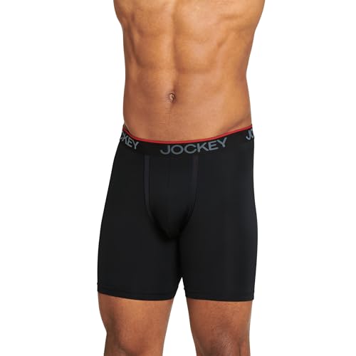 Jockey Men's Underwear Chafe Proof Pouch Microfiber 6" Boxer Brief - 3 Pack, Black, 2XL2