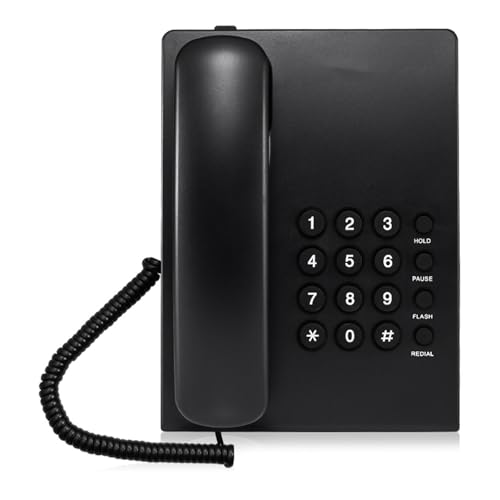 Telefono fisso con filo con funzione di ricomposizione dellultimo numero di HOLD suono chiaro per di attesa chiamata classico nero