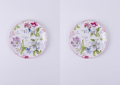 Image of GOLDEN QUEEN'S Snack Plates Set of 4 | Perfect for Snacks, Desserts, Appetizers, Salads, Tapas, Cheese | 7 inches Wide | Microwave Safe (Garden Splendor)