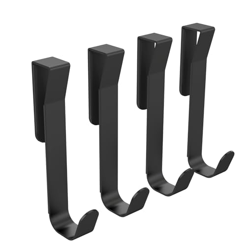 Getube Shower Towel Hook 4 Pack Shower Door Hooks for Bathrooms Over Frameless Glass Shower Door 0.39 (10 mm) Stainless Steel Matte Black
