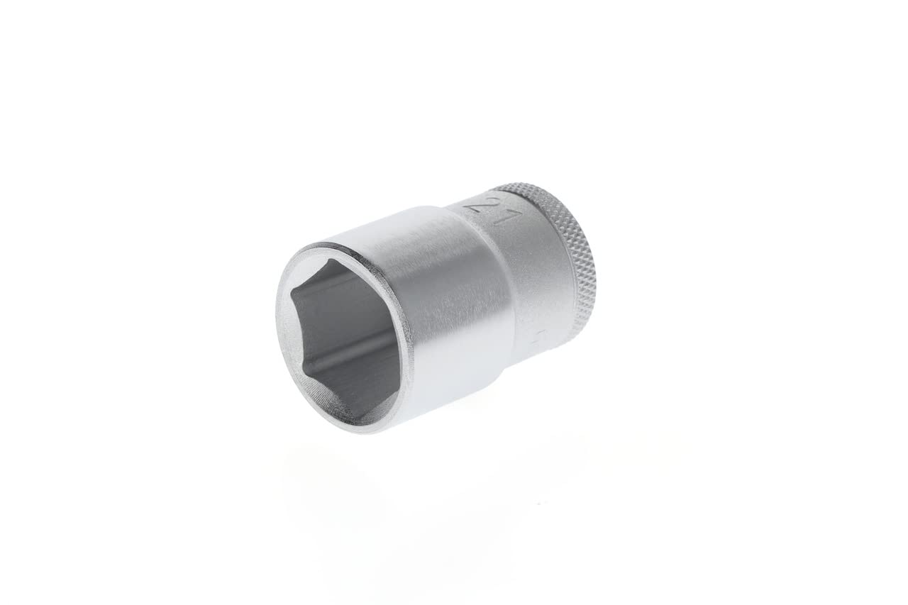 Gedore Silver Socket, 1/2" 12.5 Mm Drive, Hexagonal, 21 Mm Width, Tool, 19 21, Chrome-Plated Steel