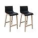 MOB-IN Tabourets de Bar en chêne et Assise Noire 65 cm Tanna - Lot de 2