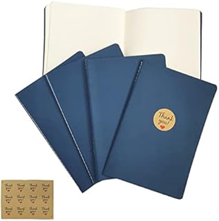 ZMCYN 12 Pack A5 Blank Notebook 5.5x8.3 inch, Unlined Notebook Bulk with Thank You Sticker, Travel Journal Notebook Memo Diary Notebook for School, University, Office (32sheets/64pages)