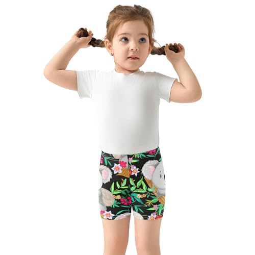 Girls Biker Shorts Toddlers Cotton Shorts Under Dresses Cute Koalas Branches Colorful Flowers Leaves Summer Outfits 4t3