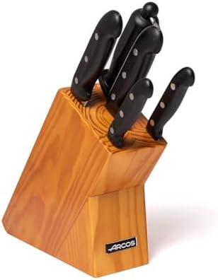 Arcos Set Cuchillos 5 piezas Acero Inoxidable Nitrum. Cuchillo Cocina Profesional Pelar Frutas y Verduras. Mango Ergonómico Polioximetileno POM. Serie Maitre. Hoja ancha, filo suave. Color Negro.