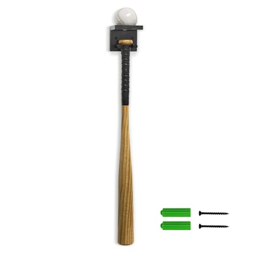 Naissgo Baseball Bat Holder Wall Mount Display Rack Solid Wood Vertical Storage Stand for Bat & Ball Softball Lacrosse Hockey Stick Sports Collectible Display