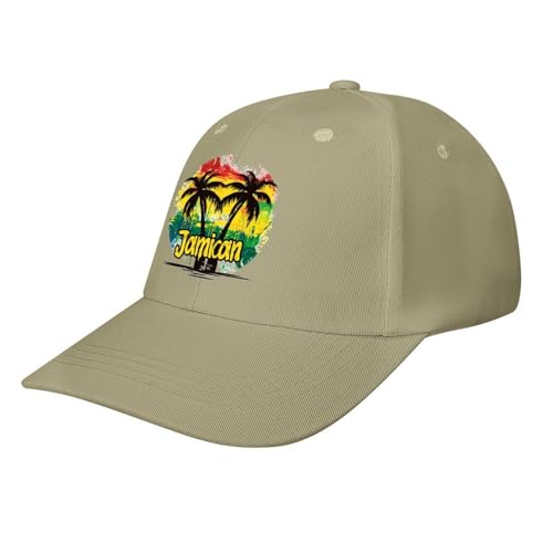Coconut Tree Reggae Color Jamaican Baseball Cap Dad Hat Adjustable Size Trucker Caps for Outdoor Activities All Seasons Beige-style