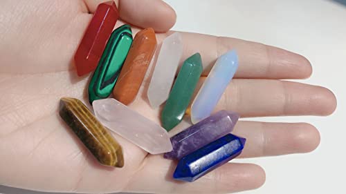 Healing Crystals Wand Stones Natural 7 Chakra Reiki Pendant Real Gemstones Bulk Hexagonal Points Meditation Energy Balancing Witchcraft Meditation Therapy Decor Desk Collection Gift