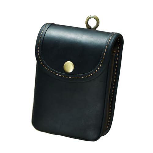 Leder Double Deck Spielkartenetui Passt Poker und Bridge Größe Karten Durable Leder EDC Gürteltasche für Herren-Schwarz