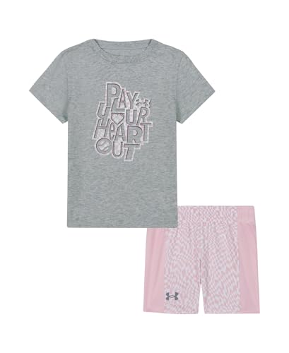 Image of Under Armour Girl's 2-piece Short Sleeve Tee and Shorts Set, Lightweight and Comfortable