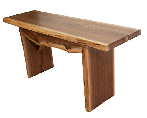 Image of Rustic Red Door Co. Live Edge Wood Bench for Dining Table, Entryway, Bedroom, Living Room Accent, Solid Wooden Slab, Rustic Furniture, 3' Long, Walnut Wood with Clear Coat