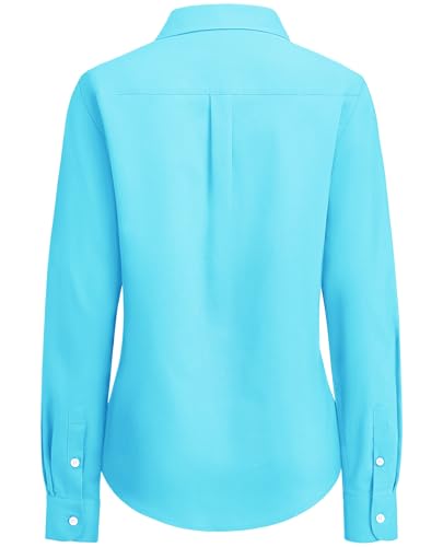 Image of siliteelon Button Down Shirts for Women Oxford Shirt Long Sleeve Classic Wrinkle Free Business Dress Shirts Work Office