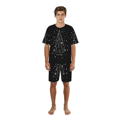 Pyjama short hommes constellation pizza avec poches pour ne plus souffrir de la chaleur