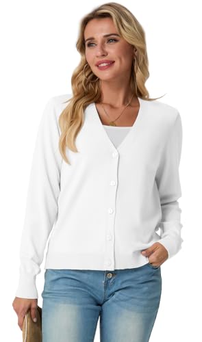 GRECERELLE 2025 Womens Lightweight Open Front Long Sleeve Casual Button Down V-Neck Cardigan Sweater (S-2XL)3