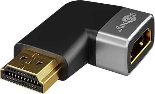 goobay - Adaptador angular HDMI 270° horizontal/enchufe angular 8K @ 60 Hz y 4K @ 120 Hz Enchufe HDMI a toma HDMI Adaptador de extensión de 48 Gbits/HDR, ARC, chapado en oro, 72012