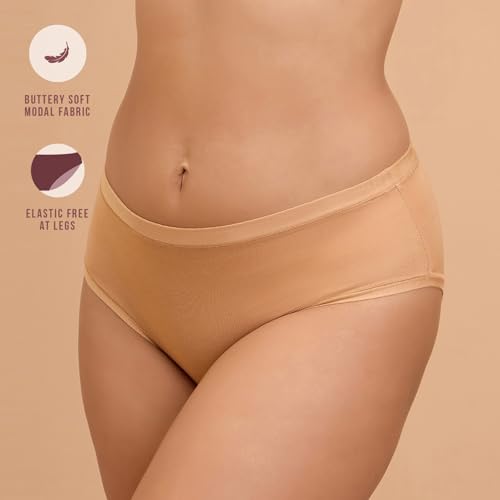 Image of NYKD (NYP383 Super Soft Modal Hipster Panty for Women | Medium Rise & Medium Coverage | Anti-Chafing, Rash-Free Comfort with Super Soft Elastic | All-Day Wear