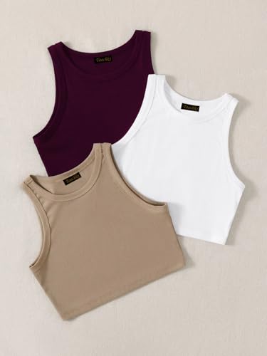 Image of Tops for Women Crop Top for Women's Tank Activewear Tee Sports Western Casual Cotton Camisole Pack of 3 Combo